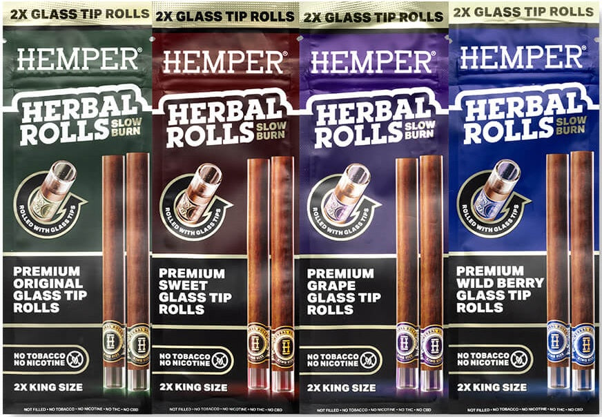 12CT Hemper Glass Tip Tea Leaf Herbal Rolls | Assorted Flavors