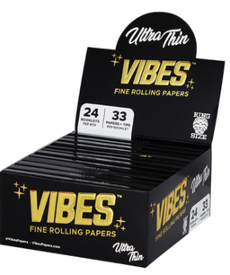 Vibes Ultra Thin Rolling Papers with Tips King Size - 24 ct.