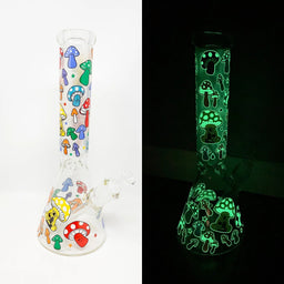 8" Mushroom Decal Beaker | Glow In The Dark