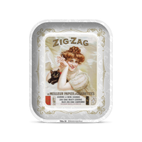 Zig Zag 11" x 13.5" Large Metal Rolling Tray | Vintage White