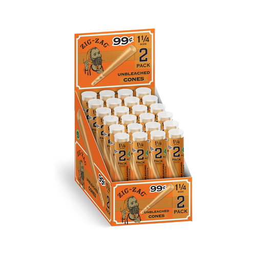Zig Zag Unbleached Cones 1 1/4 2pk $.99 Display