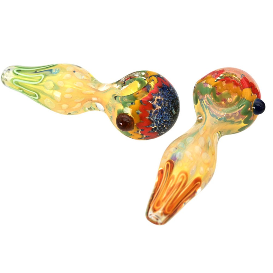 2CT 4" Light Fumed Rasta Glass Hand Pipe