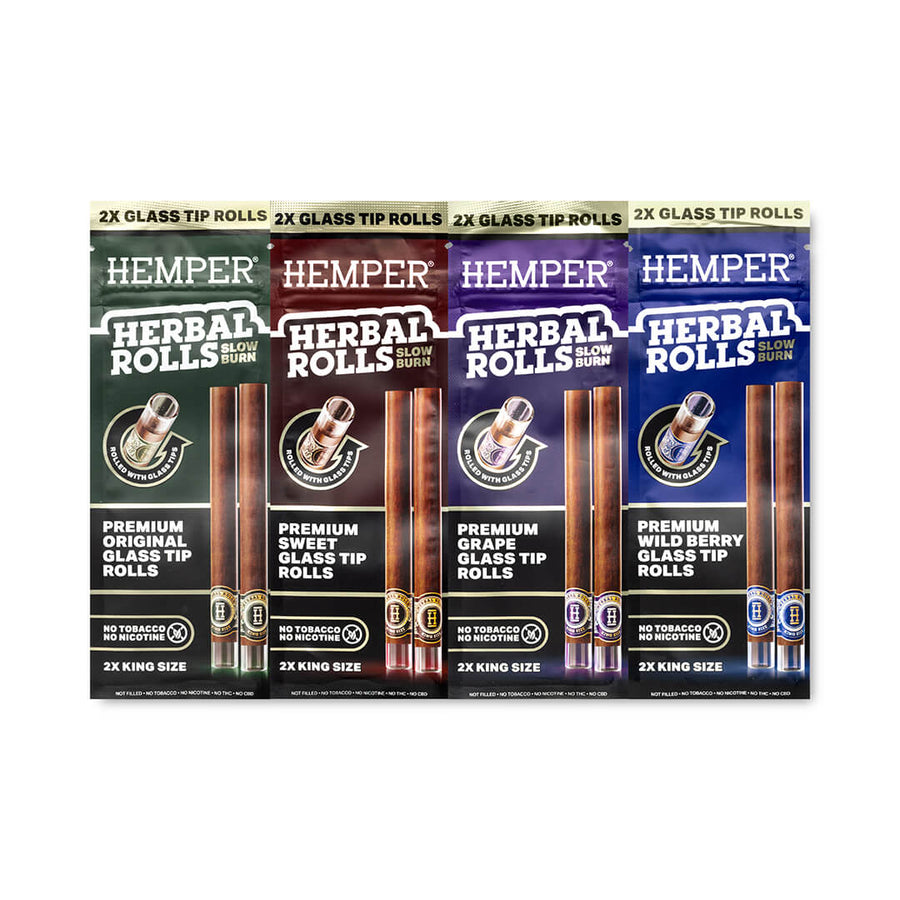 12CT Hemper Glass Tip Tea Leaf Herbal Rolls | Assorted Flavors