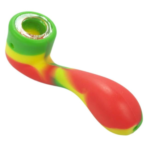 Small Silicone Sherlock Hand Pipe with Glass Bowl