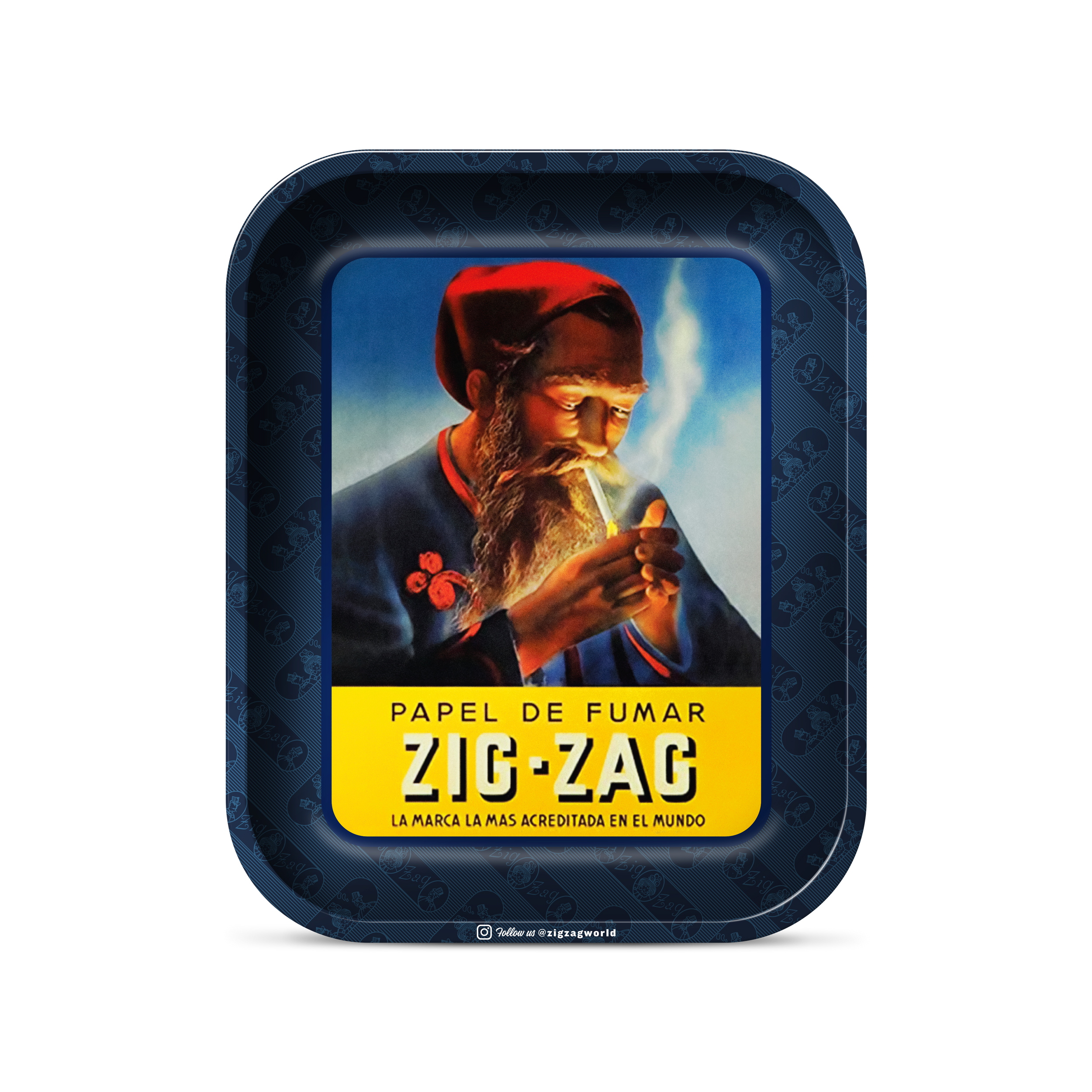 Zig Zag 11" x 13.5" Large Metal Rolling Tray | Vintage Blue