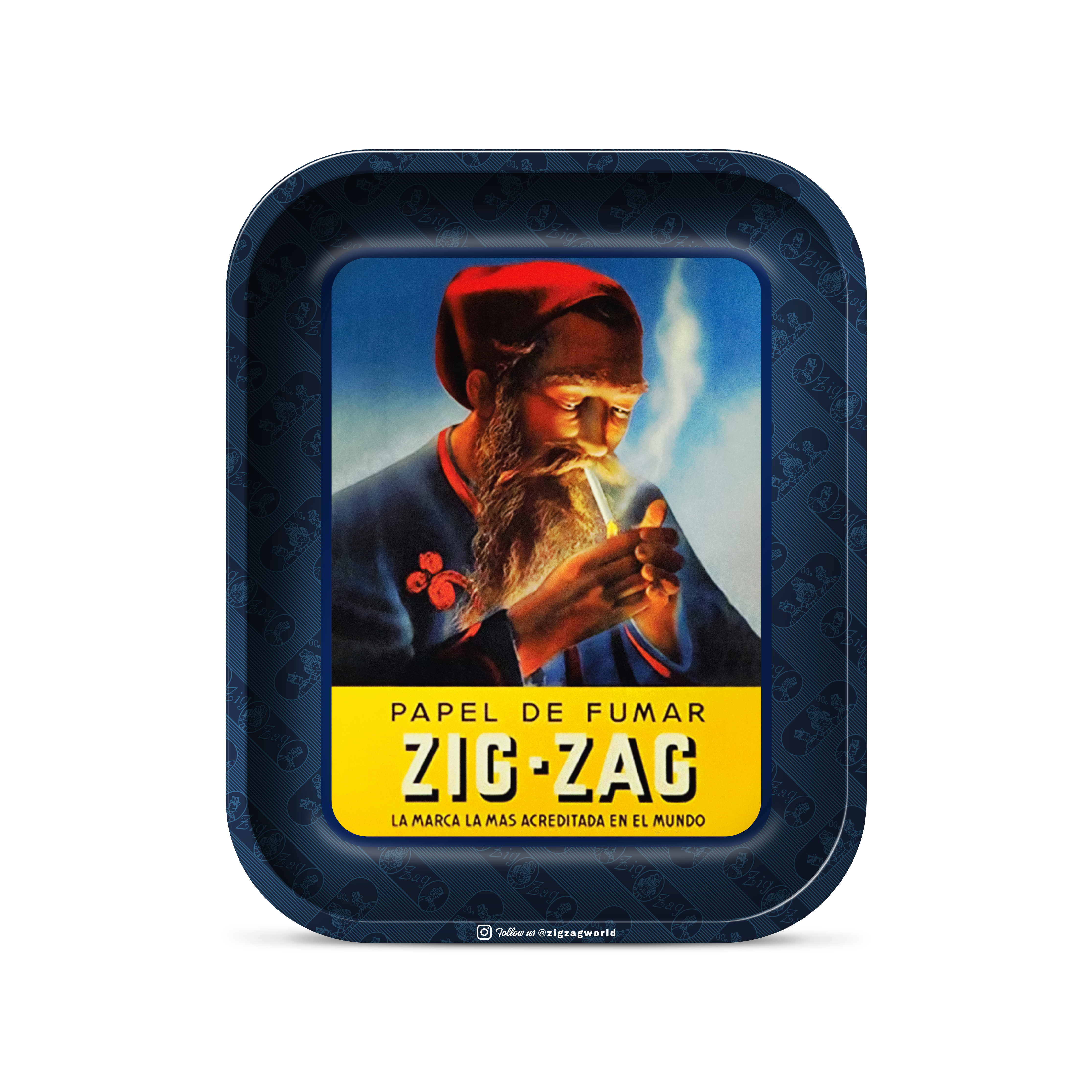 Zig Zag 11" x 13.5" Large Metal Rolling Tray | Vintage Blue