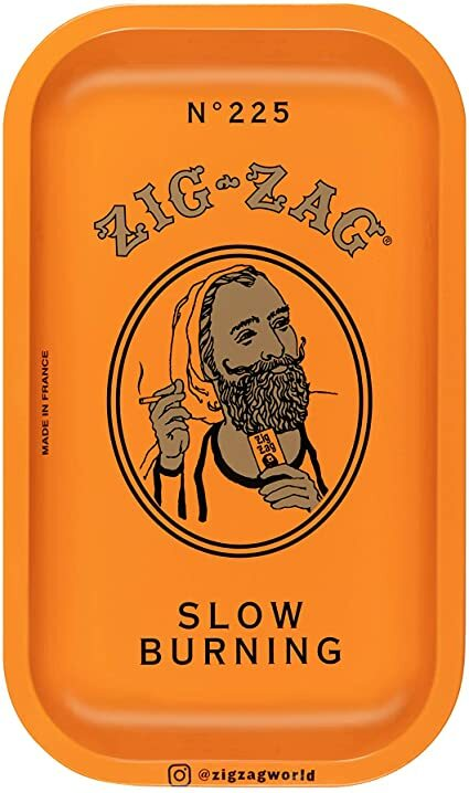 Zig Zag Orange Metal Rolling Tray 7" x 11"