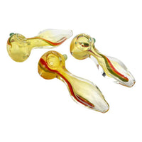 2CT 3.5" Fumed Rasta Strip Glass Hand Pipe