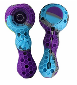 4.25" Silicone Honeycomb Spoon with Glass Bowl & Poker
