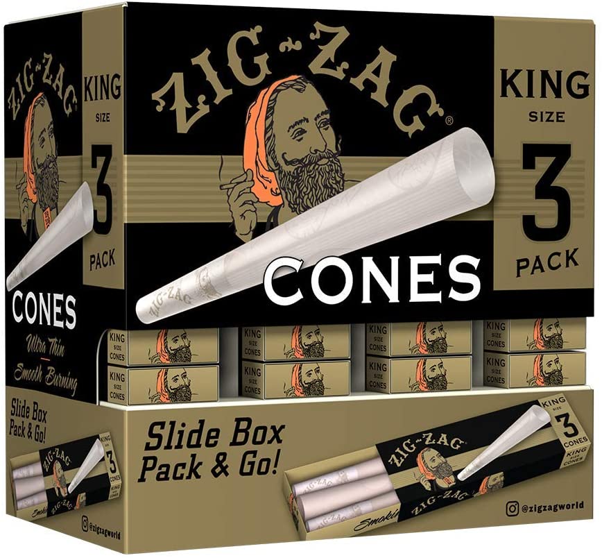 Zig Zag Pre-Rolled Cones King Size - 36 Packs Per Box, 3 Cones Per Pack