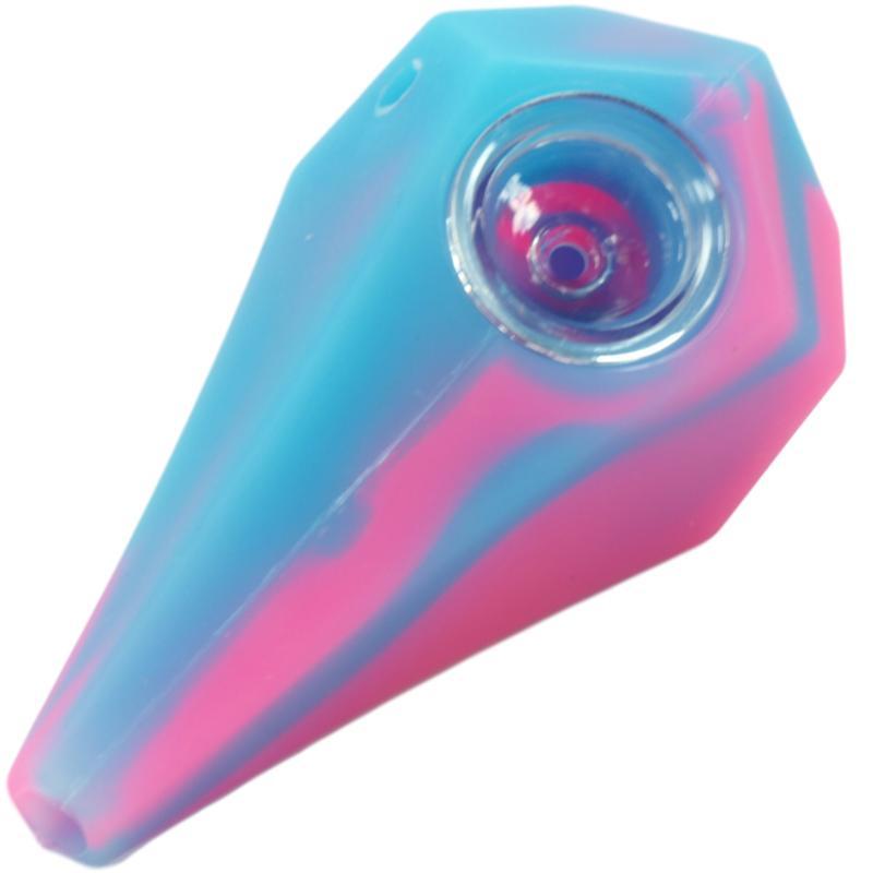 Silicone Pipe Diamond Shape with Glass Bowl