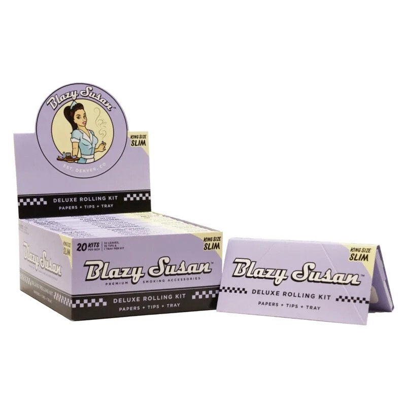 Blazy Susan Rolling Papers King Slim Deluxe Kit 20ct. | Assorted Colors