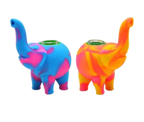 Silicone Elephant Pipe with Glass Bowl
