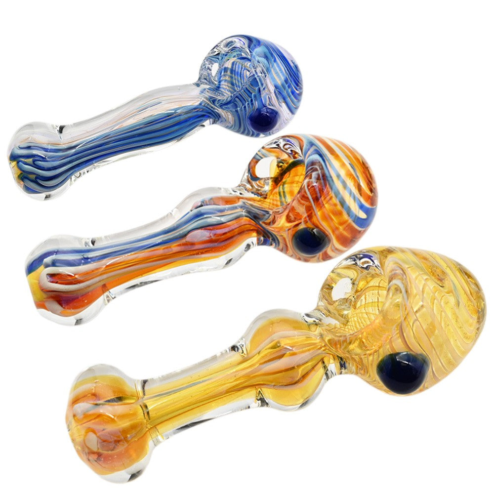 2CT 4" Inside Out Swirls Glass Hand Pipe