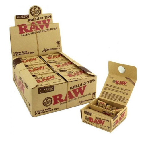 RAW Classic Masterpiece Rolling Papers with Pre-Rolled Tips 1¼" Size - 24 ct.