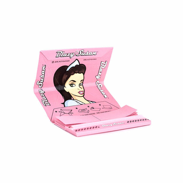 Blazy Susan Pink Rolling Papers King Slim Deluxe Kit (Includes Tips & Tray) 20ct