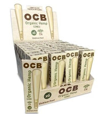OCB Organic Hemp Pre-Rolled Cones 1 1/4 6 Cones Per Pack,  32 Packs Per Box