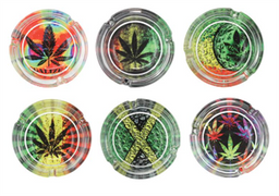 Glass Ash Tray Leaf 2 Design 6 ct. POP Display