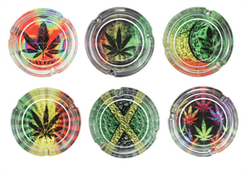 Glass Ash Tray Leaf 2 Design 6 ct. POP Display