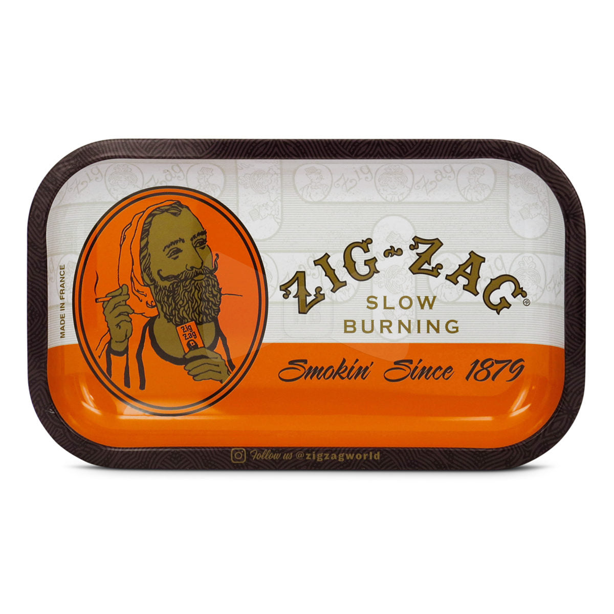 Zig Zag 11" x 13.5" Large Metal Rolling Tray | Orange