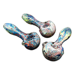 2CT 4.5" Straight Art Frit Glass Hand Pipe
