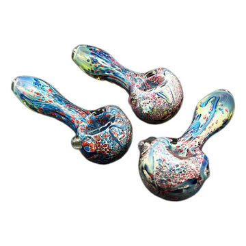 2CT 4.5" Straight Art Frit Glass Hand Pipe