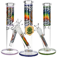 SeshGear 10" WigWag Decal Straight Tube Glass Water Pipe