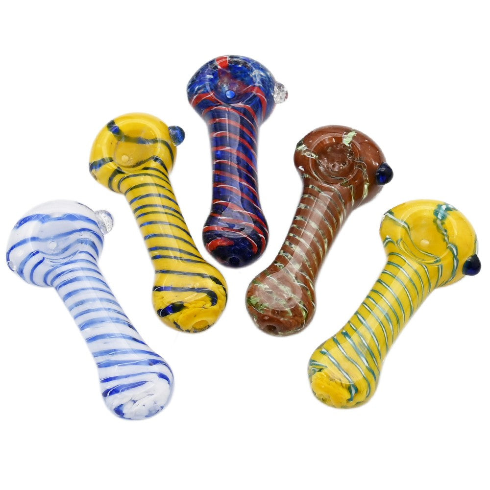 5CT 3" Frit Spiral Glass Hand Pipe