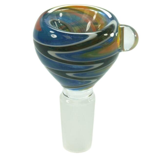 Assorted Color Wig Wag Glass On Glass Bowl 14mm