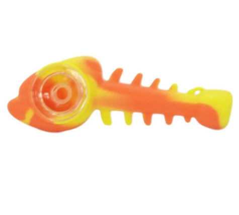 Silicone Fish Hand Pipe with Glass Bowl