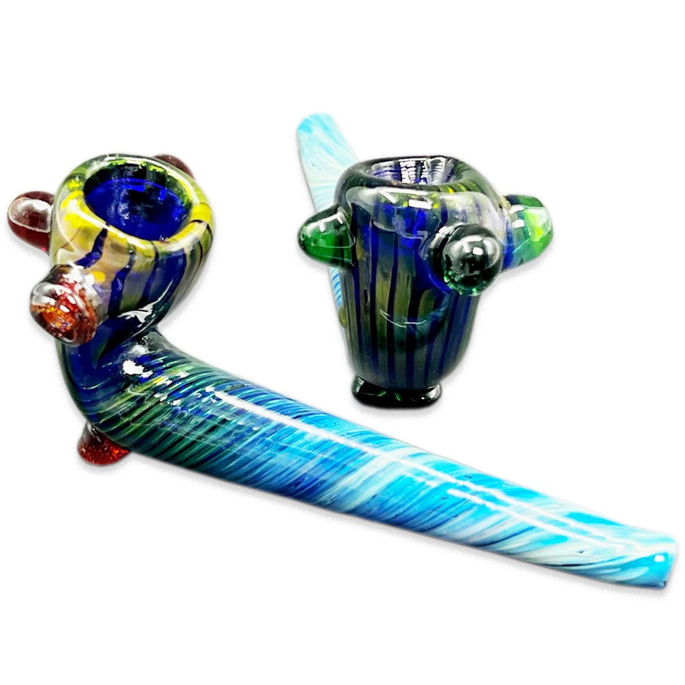5.5" Full Color Marbled Sherlock Glass Hand Pipe