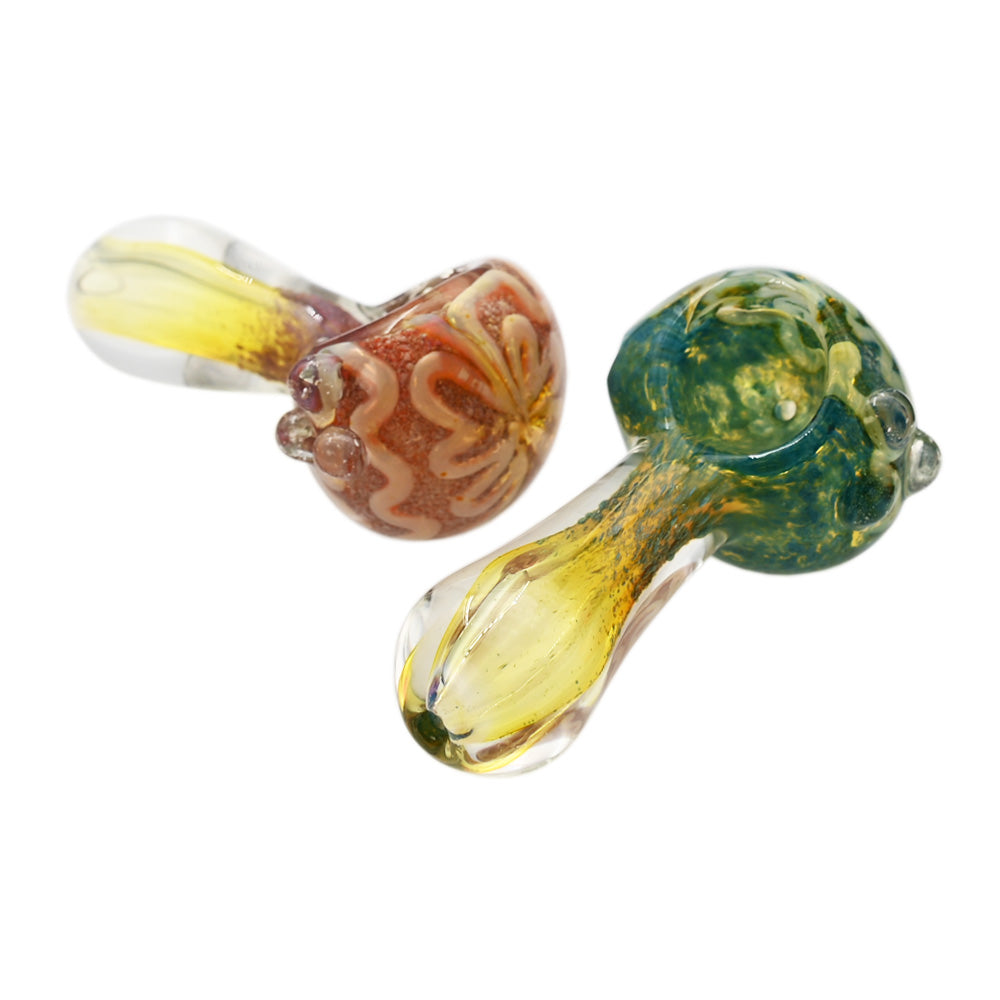 2CT 3.5 Inch Heavy Inside Out Glass Hand Pipe