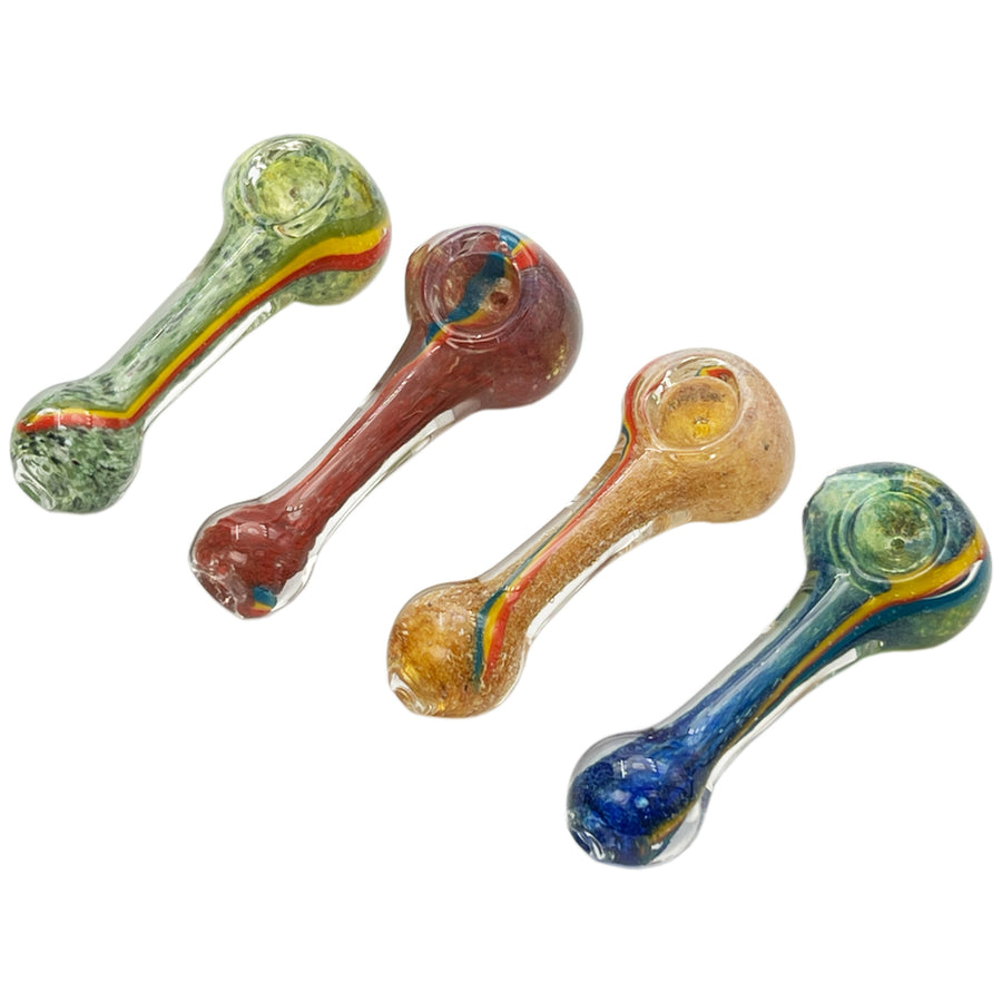 2CT 3.5” Rasta Line Frit Glass Hand Pipe