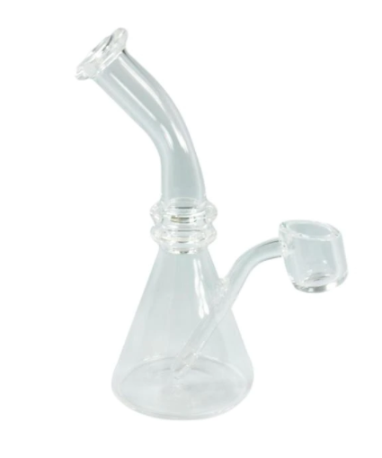 5" All-Quartz Beaker Oil Rig with Fixed Banger