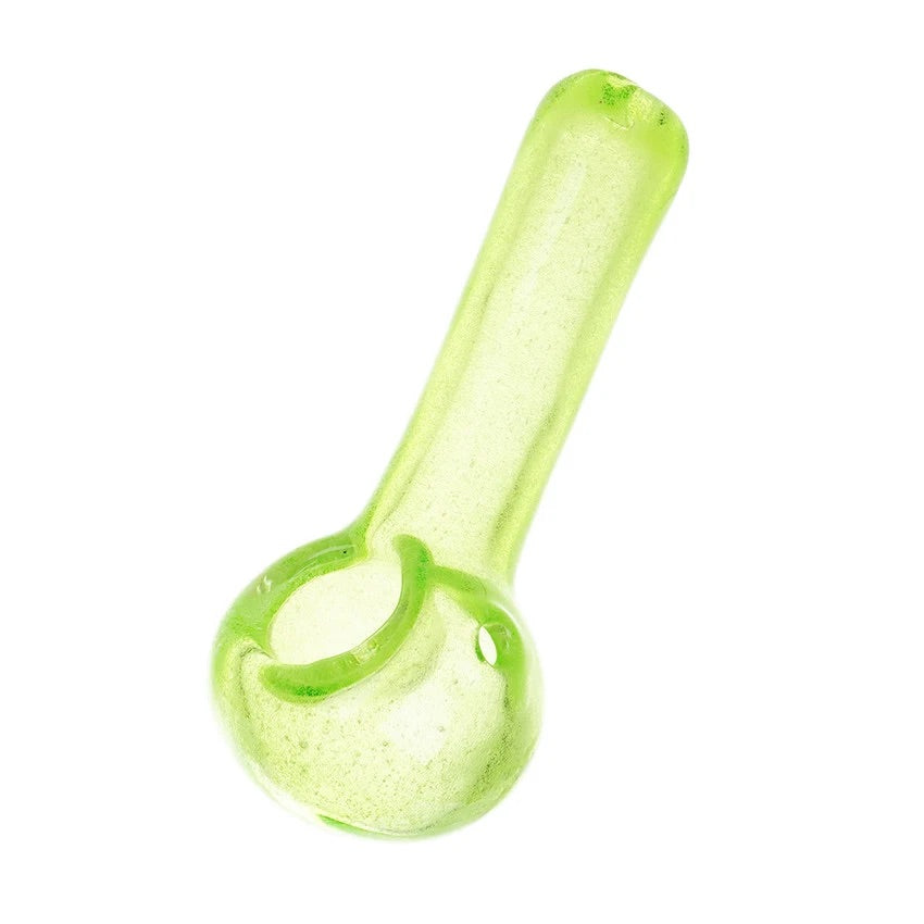 3.5" Green Glow In Dark Glass Spoon Pipe