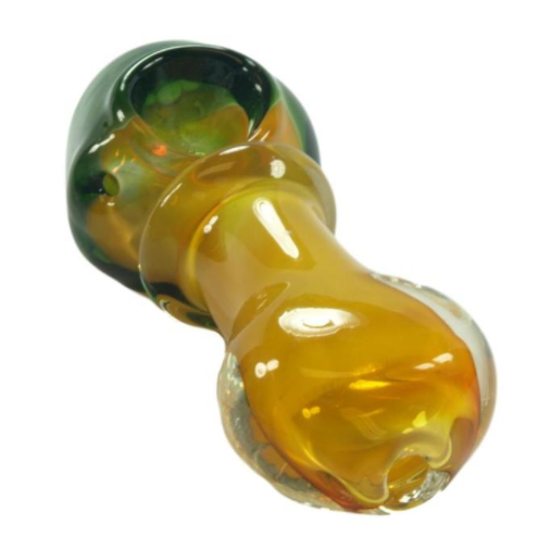 3.5" Fumed Green Head Glass Pipe