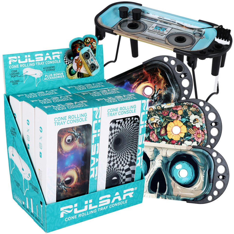 6CT Pulsar Elevated Cone Rolling Tray Console 9“x4” | Assorted Designs