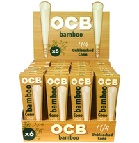 OCB Bamboo Pre-Rolled Cones 1¼" Size - 32 Packs Per Box, 6 Cones Per Pack