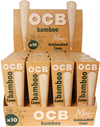 OCB Bamboo Pre-Rolled Cones Mini Size - 32 Packs Per Box, 10 Cones Per Pack