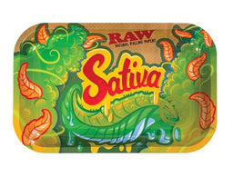 RAW Sativa Metal Rolling Tray 7" x 11"