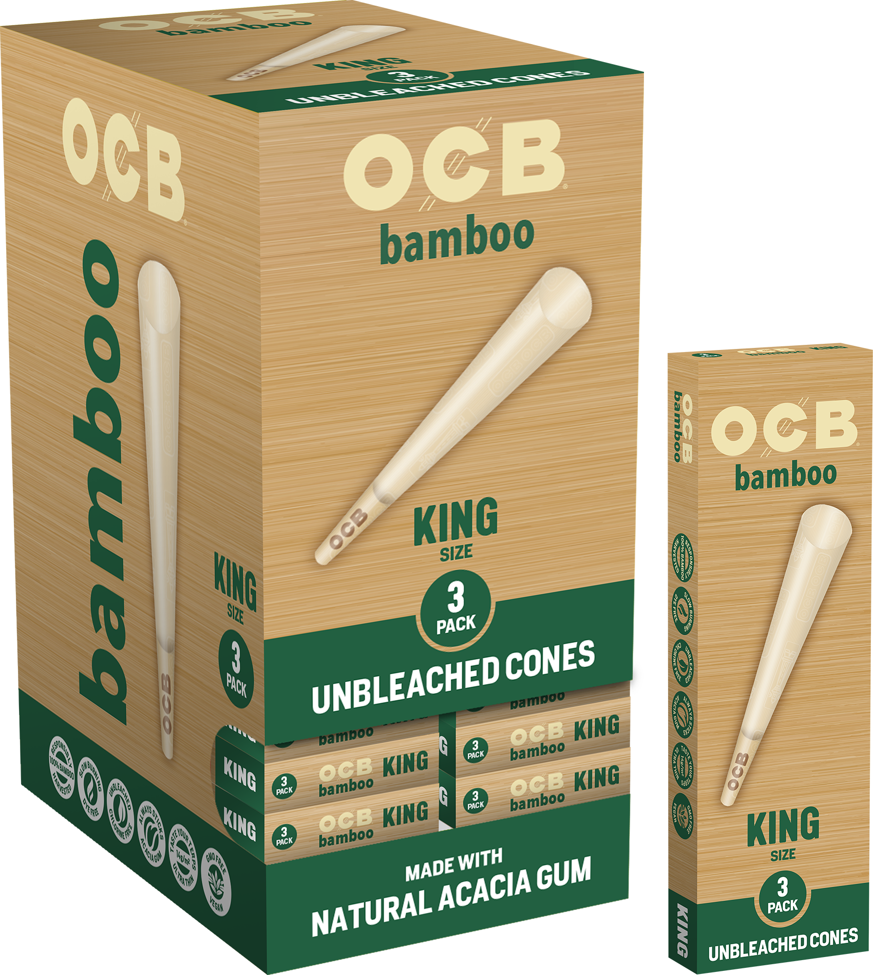 24CT Display | OCB Bamboo Pre Rolled Cones