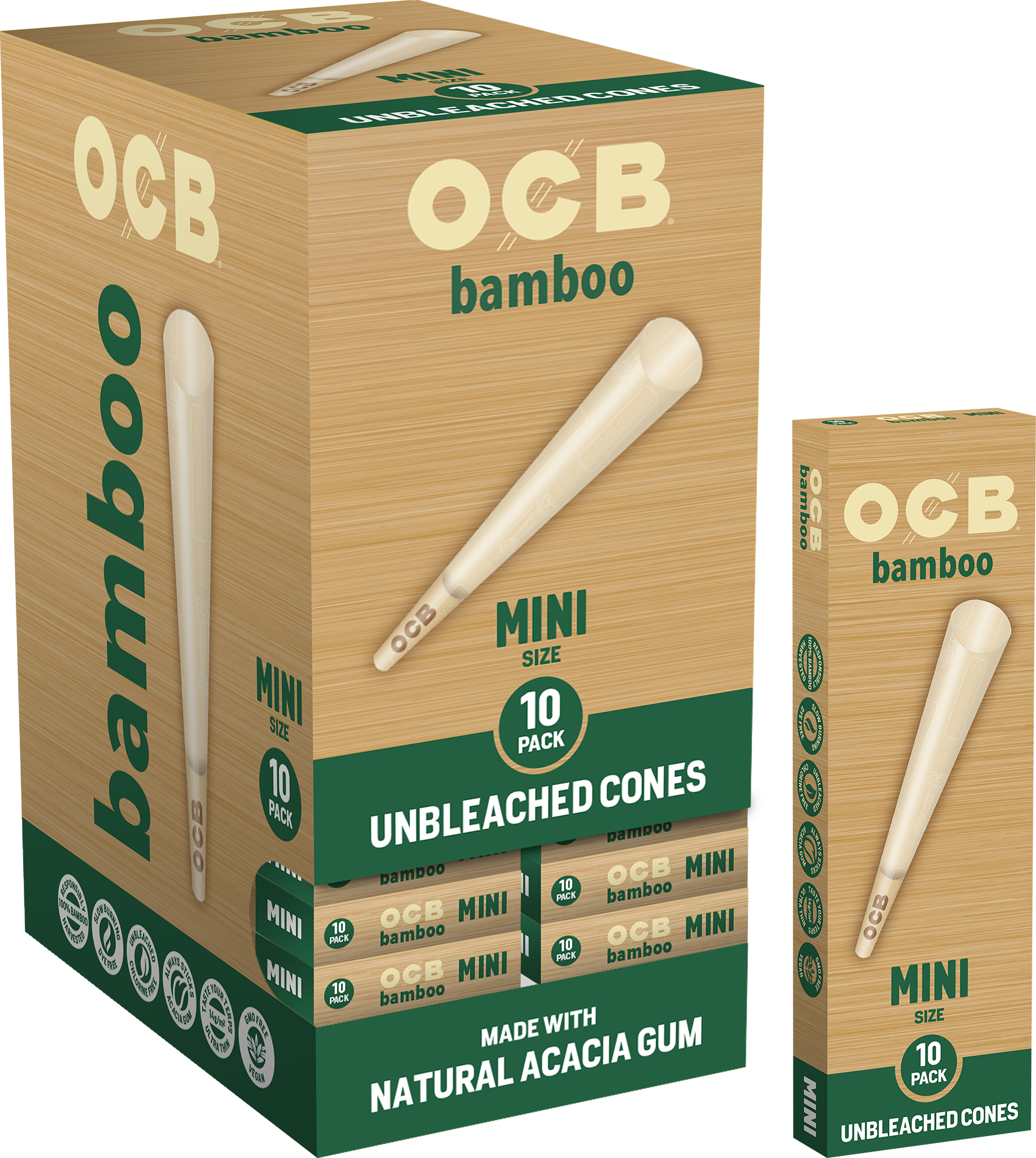 24CT Display | OCB Bamboo Pre Rolled Cones