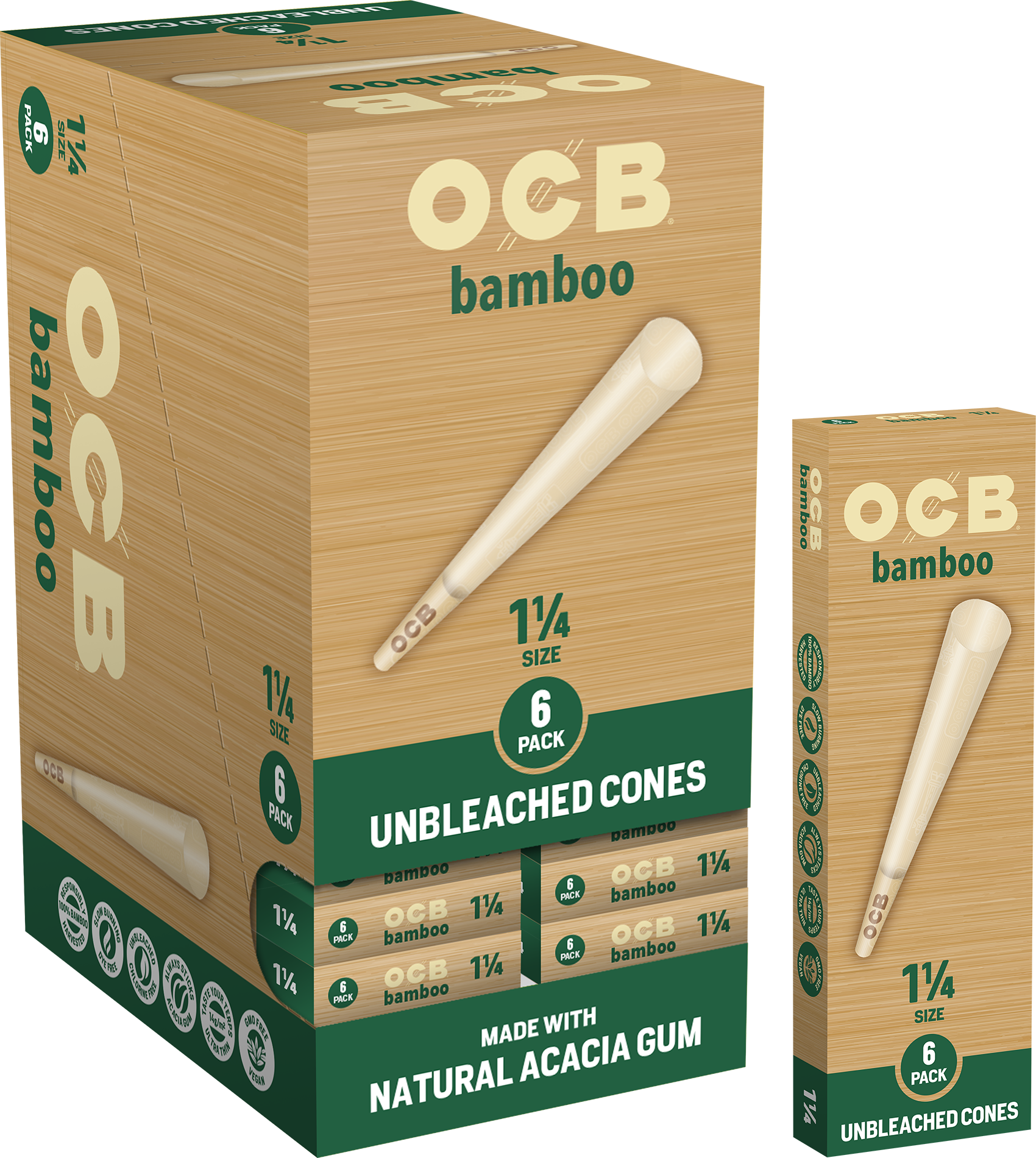 24CT Display | OCB Bamboo Pre Rolled Cones