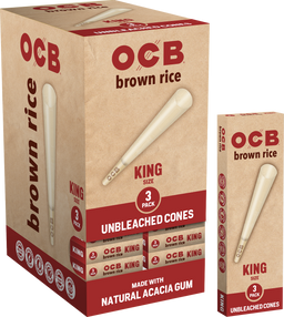 24CT Display | OCB Brown Rice Pre Rolled Cones Assorted Sizes