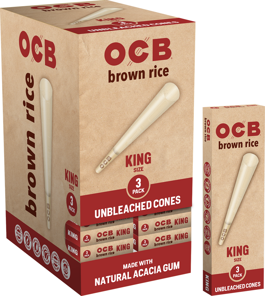 24CT Display | OCB Brown Rice Pre Rolled Cones Assorted Sizes