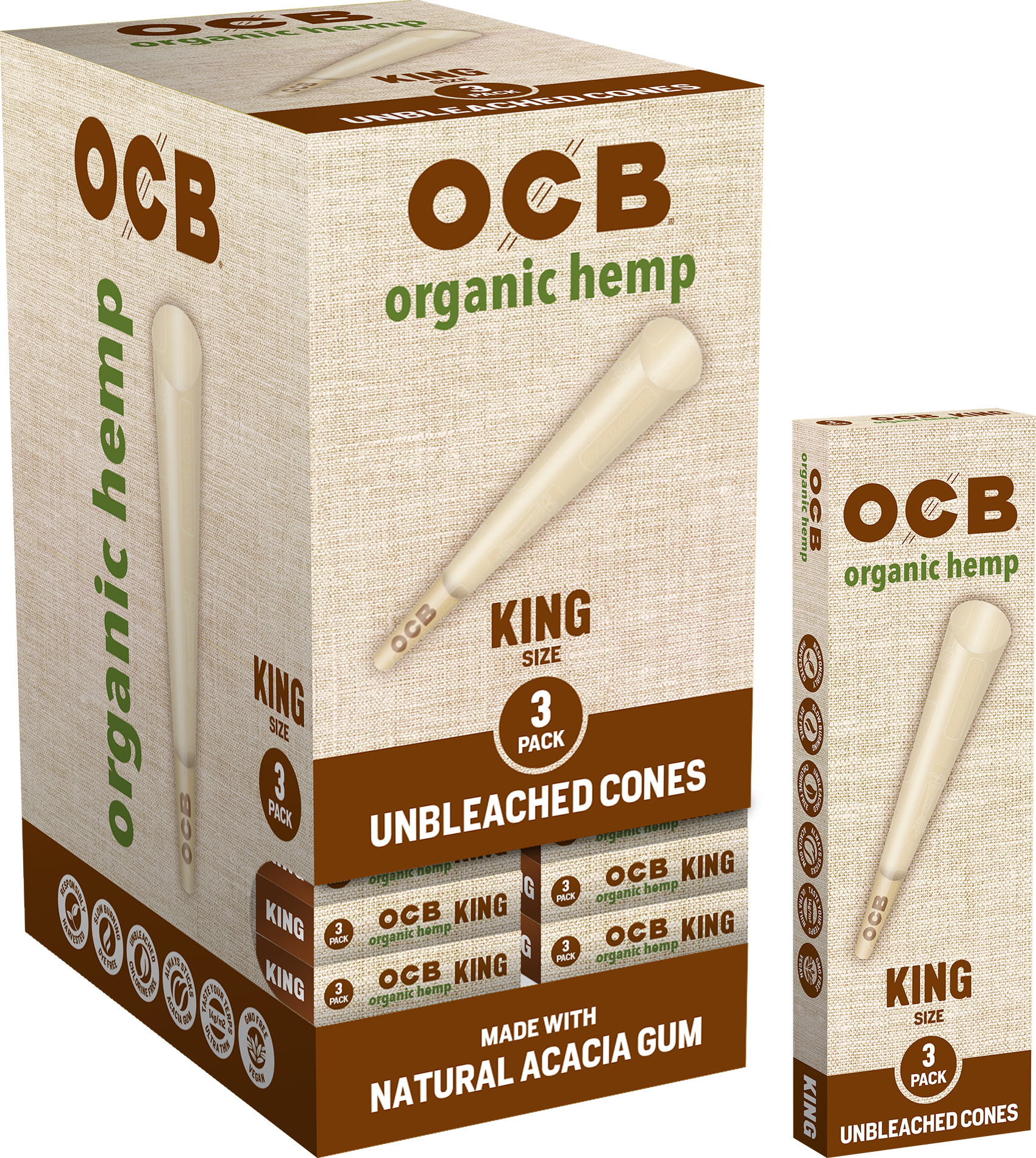 24CT Display | OCB Organic Hemp Pre Rolled Cones