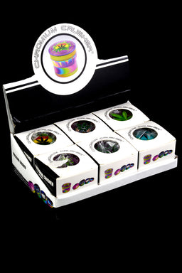 6CT Chromium Crusher 1.8" Zinc Grinder Assorted Rainbow Leaf