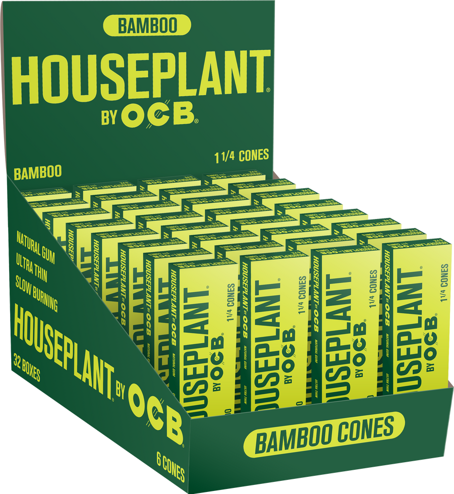 32CT Display House Plant by OCB Bamboo Pre Rolled Cones