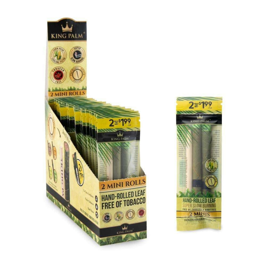 King Palm Mini Pre-Rolled Cone Display - 20 Packs Per Box, 2 Wraps Per Pack