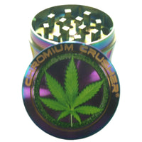 6CT Chromium Crusher 1.8" Zinc Grinder Assorted Rainbow Leaf